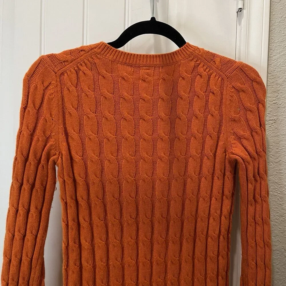 Gap Fisherman Sweater Womens Size S Orange Cable Knit Crew Pullover Vintage